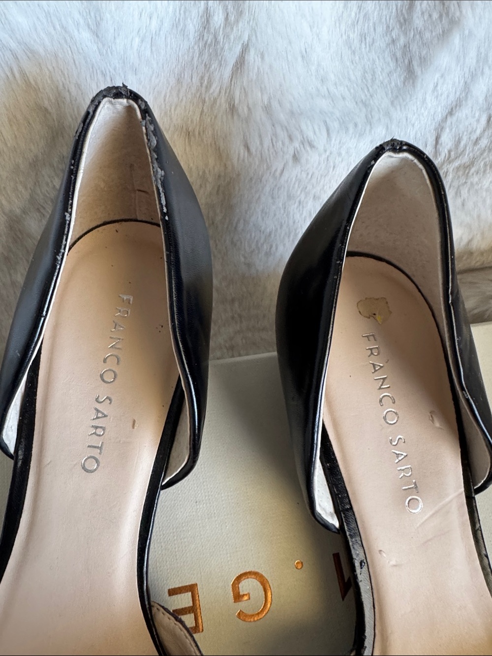 Franco Sarto Two-Tone Gray Suede Pointed D'Orsay Flats - Picture 2 of 7